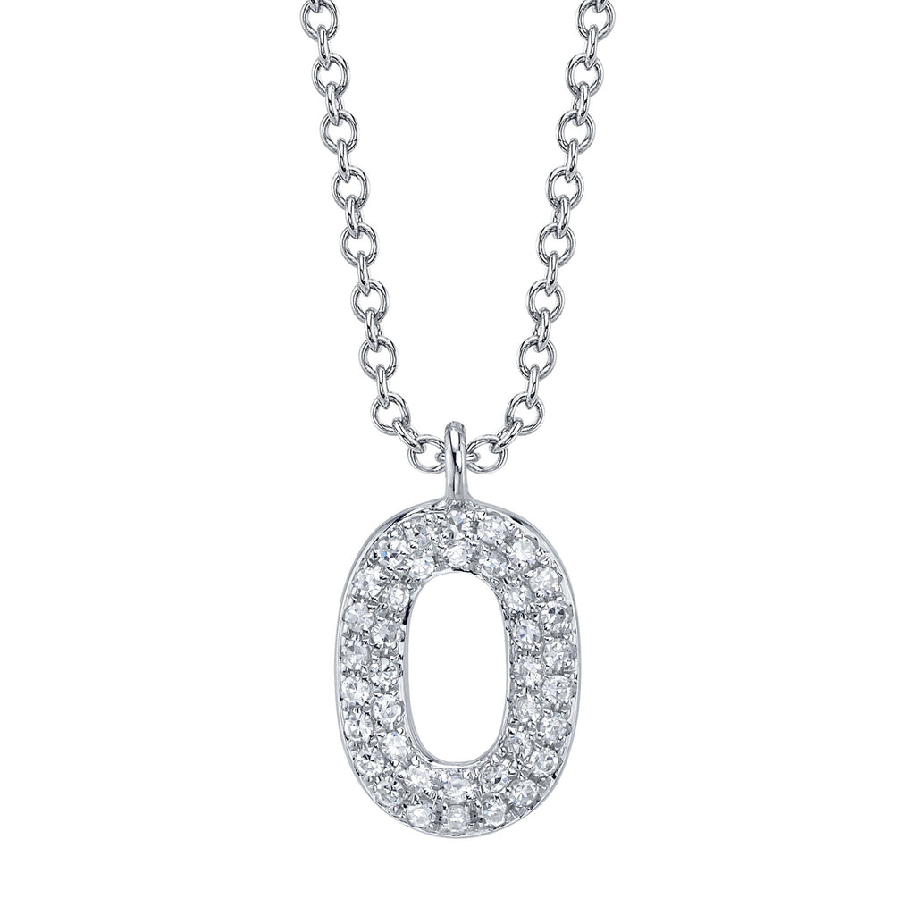 0.08CT 14K W/G DIAMOND PAVE NECKLACE - INITIAL O