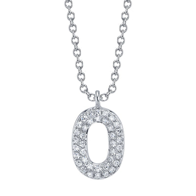 0.08CT 14K W/G DIAMOND PAVE NECKLACE - INITIAL O