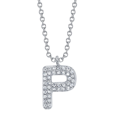 0.08CT 14K W/G DIAMOND PAVE NECKLACE - INITIAL P