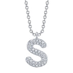 0.09CT 14K W/G DIAMOND PAVE NECKLACE - INITIAL S
