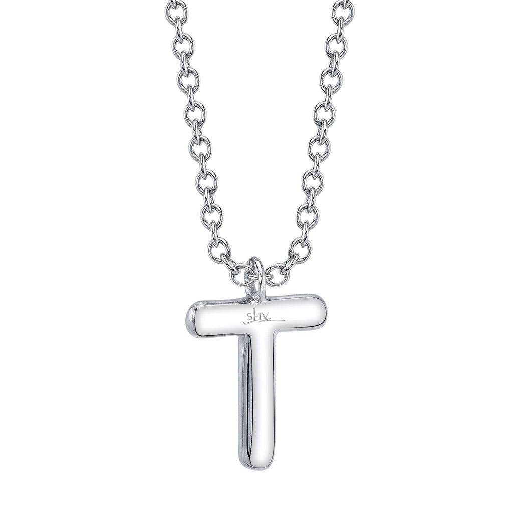 0.06CT 14K W/G DIAMOND PAVE NECKLACE - INITIAL T