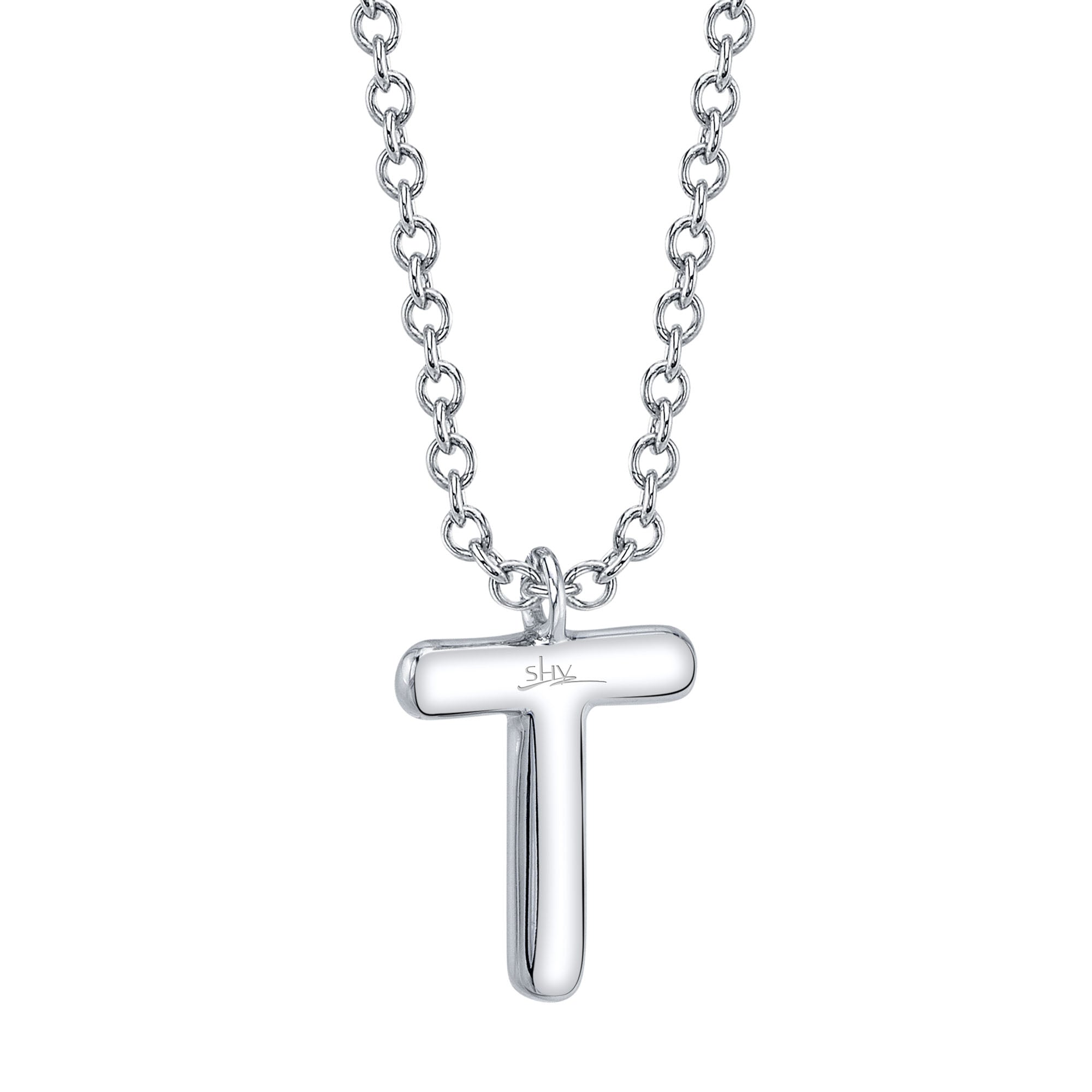 0.06CT 14K W/G DIAMOND PAVE NECKLACE - INITIAL T