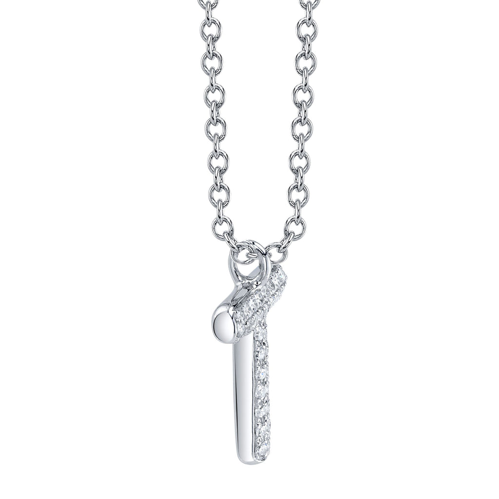 0.06CT 14K W/G DIAMOND PAVE NECKLACE - INITIAL T