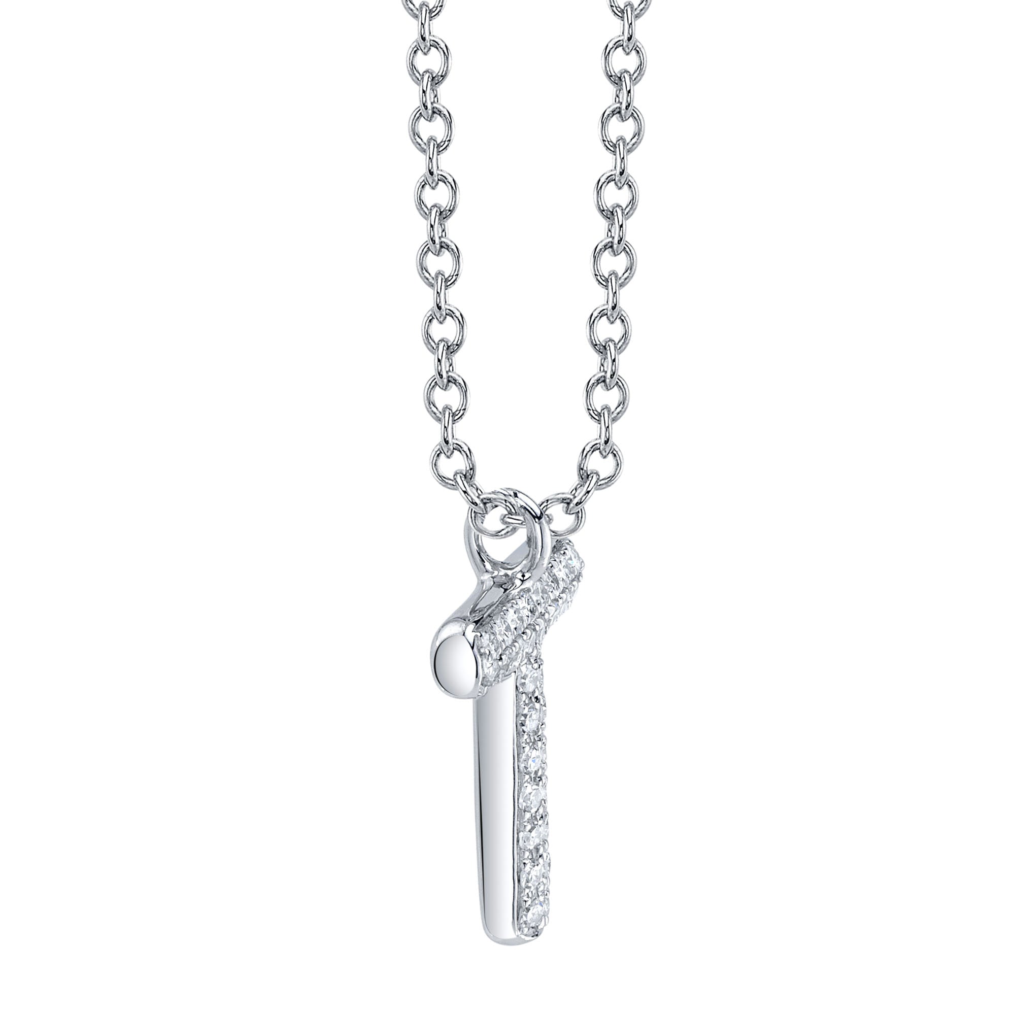 0.06CT 14K W/G DIAMOND PAVE NECKLACE - INITIAL T