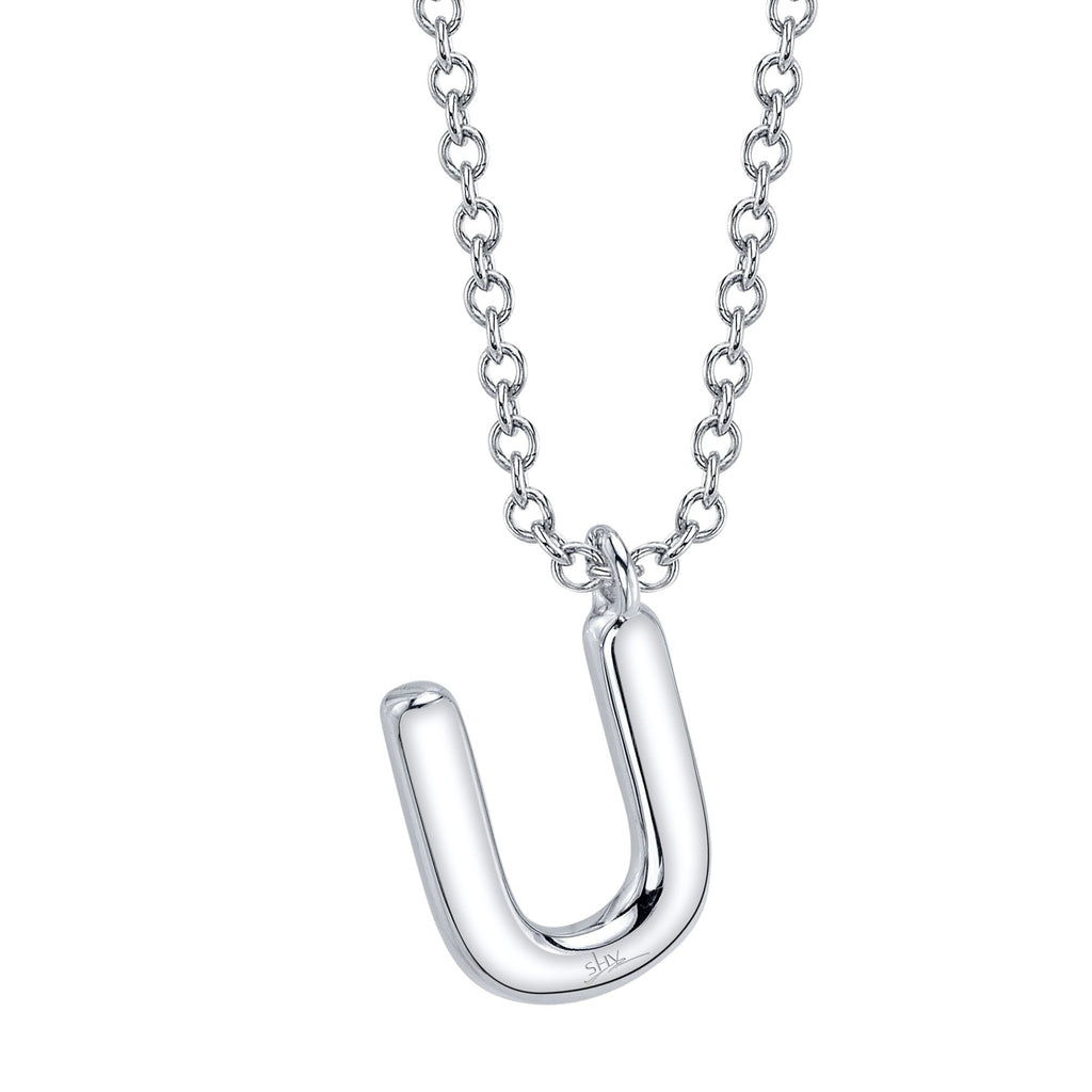 0.09CT 14K W/G DIAMOND PAVE NECKLACE - INITIAL U
