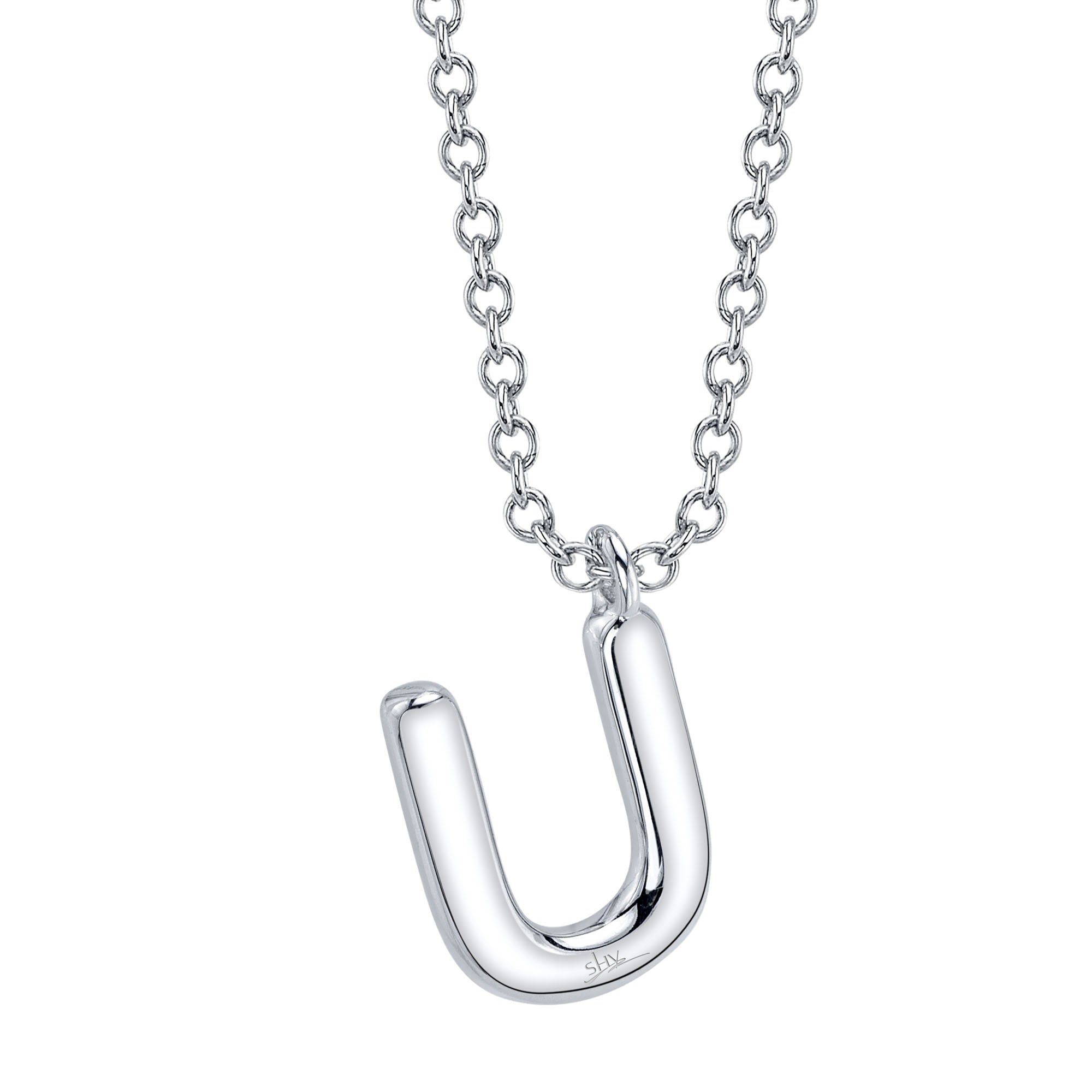 0.09CT 14K W/G DIAMOND PAVE NECKLACE - INITIAL U