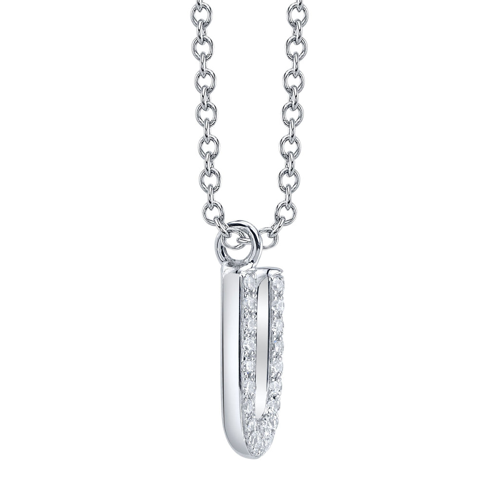 0.09CT 14K W/G DIAMOND PAVE NECKLACE - INITIAL U