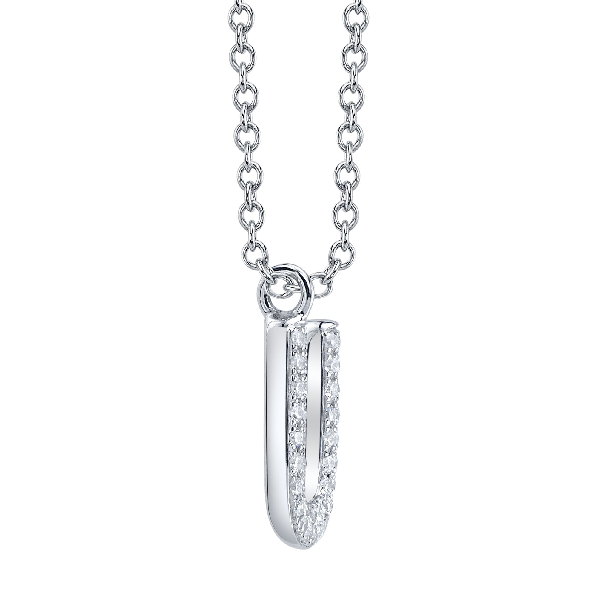 0.09CT 14K W/G DIAMOND PAVE NECKLACE - INITIAL U