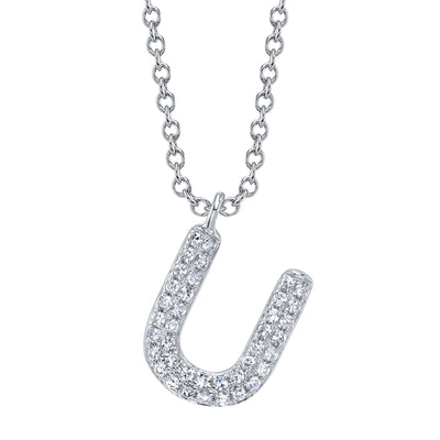0.09CT 14K W/G DIAMOND PAVE NECKLACE - INITIAL U