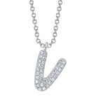 0.07CT 14K W/G DIAMOND PAVE NECKLACE - INITIAL V