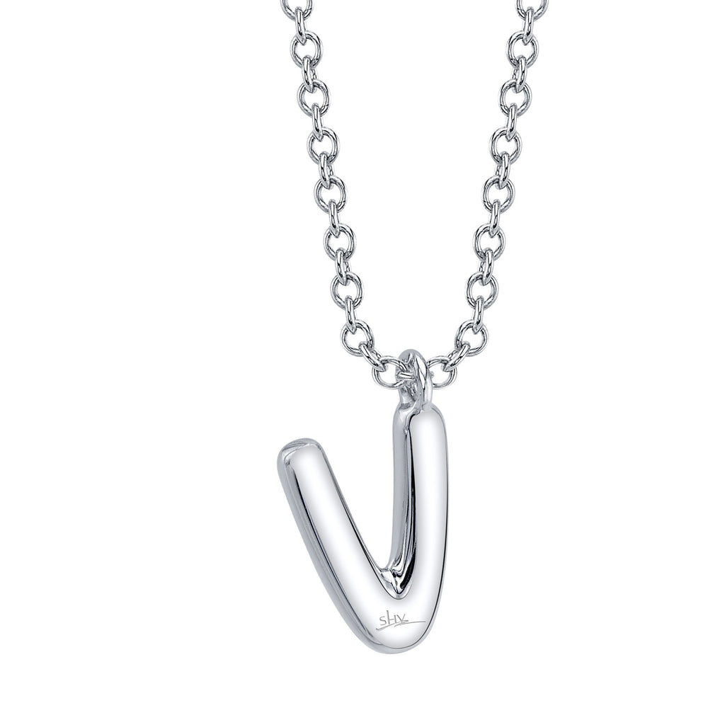 0.07CT 14K W/G DIAMOND PAVE NECKLACE - INITIAL V
