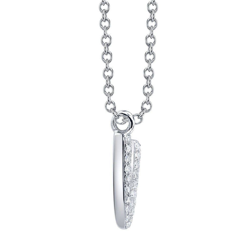 0.07CT 14K W/G DIAMOND PAVE NECKLACE - INITIAL V
