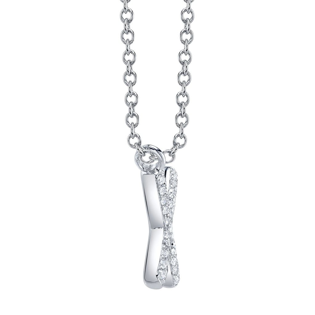 0.09CT 14K W/G DIAMOND PAVE NECKLACE - INITIAL X