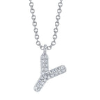 0.06CT 14K W/G DIAMOND PAVE NECKLACE - INITIAL Y