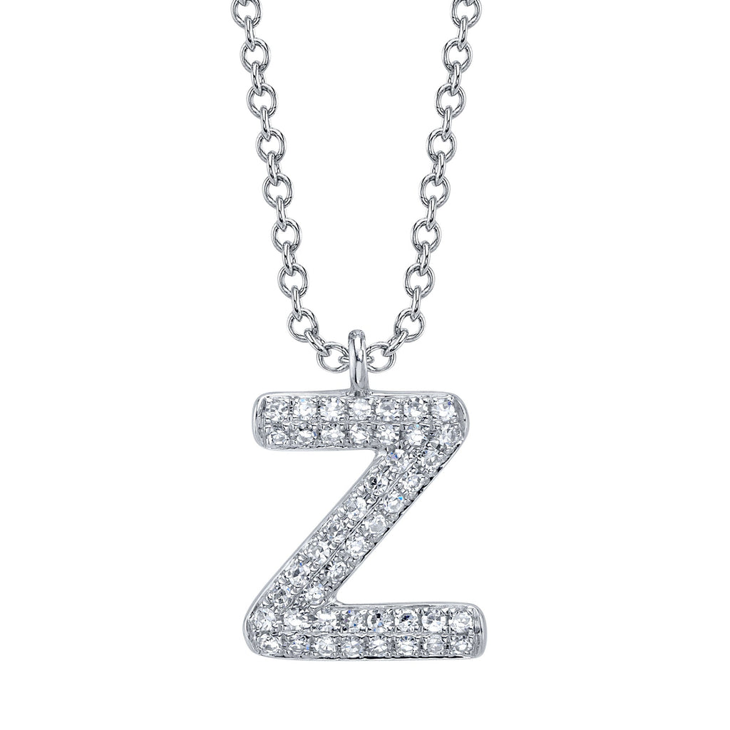 0.10CT 14K W/G DIAMOND PAVE NECKLACE - INITIAL Z
