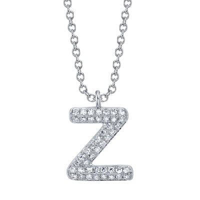 0.10CT 14K W/G DIAMOND PAVE NECKLACE - INITIAL Z