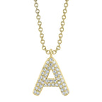 0.09CT 14K Y/G DIAMOND PAVE NECKLACE - INITIAL A
