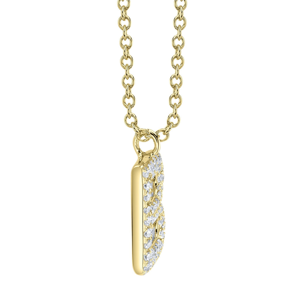 0.11CT 14K Y/G DIAMOND PAVE NECKLACE - INITIAL B