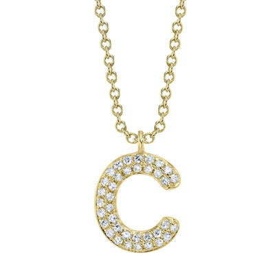 0.08CT 14K Y/G DIAMOND PAVE NECKLACE - INITIAL C