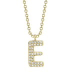 0.07CT 14K Y/G DIAMOND PAVE NECKLACE - INITIAL E