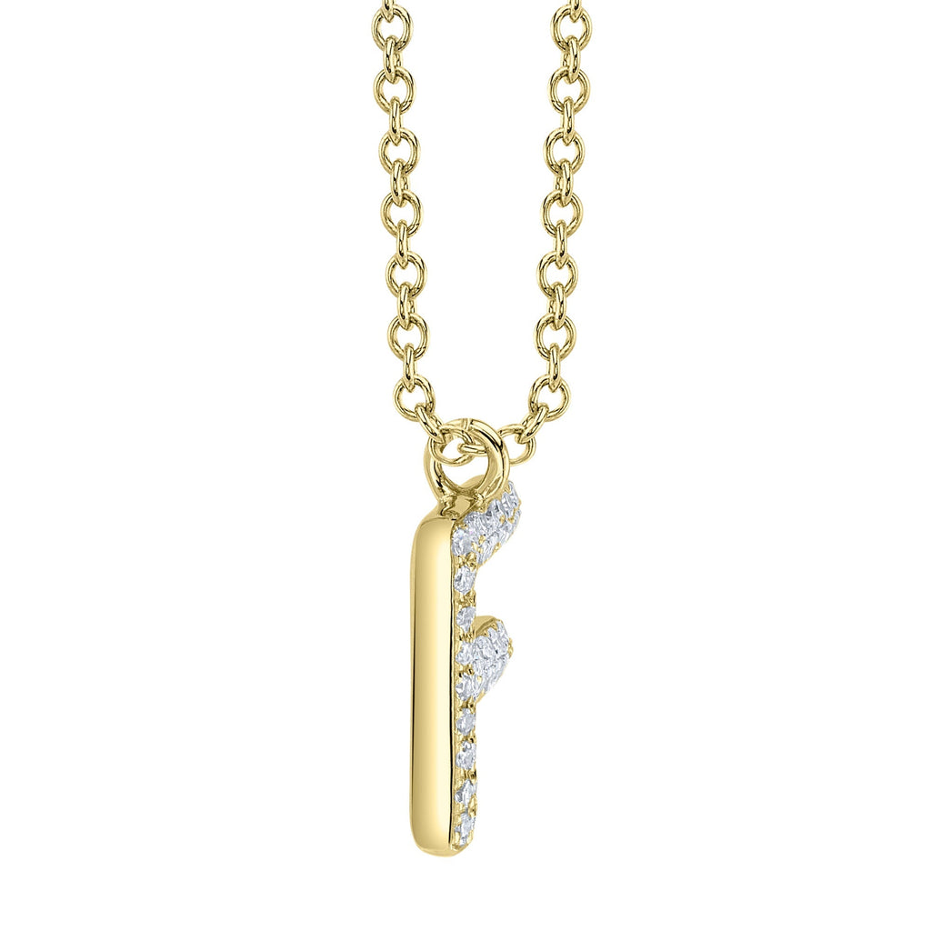 0.08CT 14K Y/G DIAMOND PAVE NECKLACE - INITIAL F