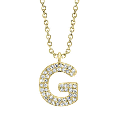 0.10CT 14K Y/G DIAMOND PAVE NECKLACE - INITIAL G