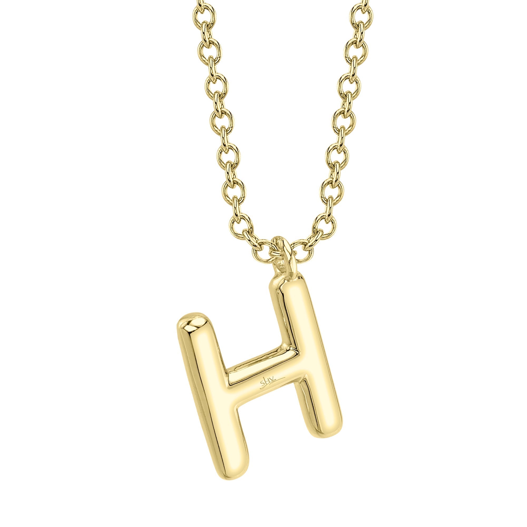 0.09CT 14K Y/G DIAMOND PAVE NECKLACE - INITIAL H