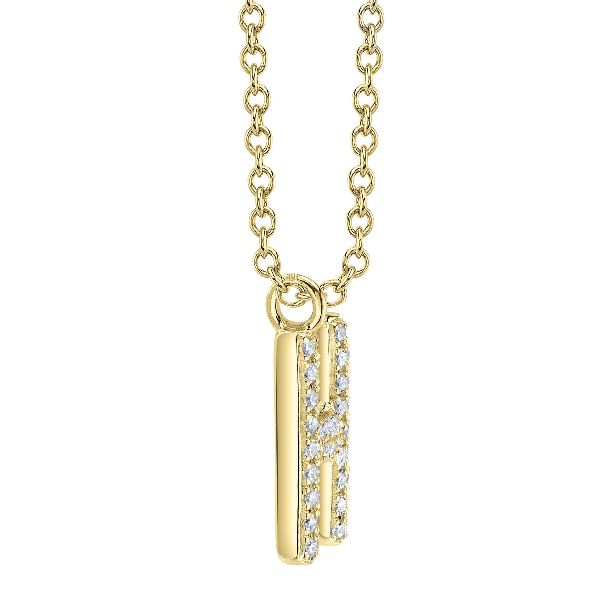 0.09CT 14K Y/G DIAMOND PAVE NECKLACE - INITIAL H
