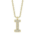 0.06CT 14K Y/G DIAMOND PAVE NECKLACE - INITIAL I