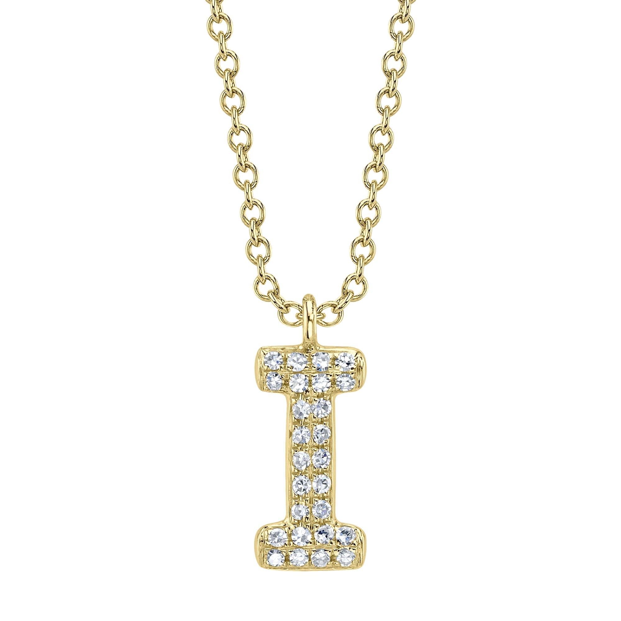 0.06CT 14K Y/G DIAMOND PAVE NECKLACE - INITIAL I