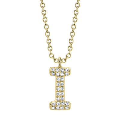 0.06CT 14K Y/G DIAMOND PAVE NECKLACE - INITIAL I