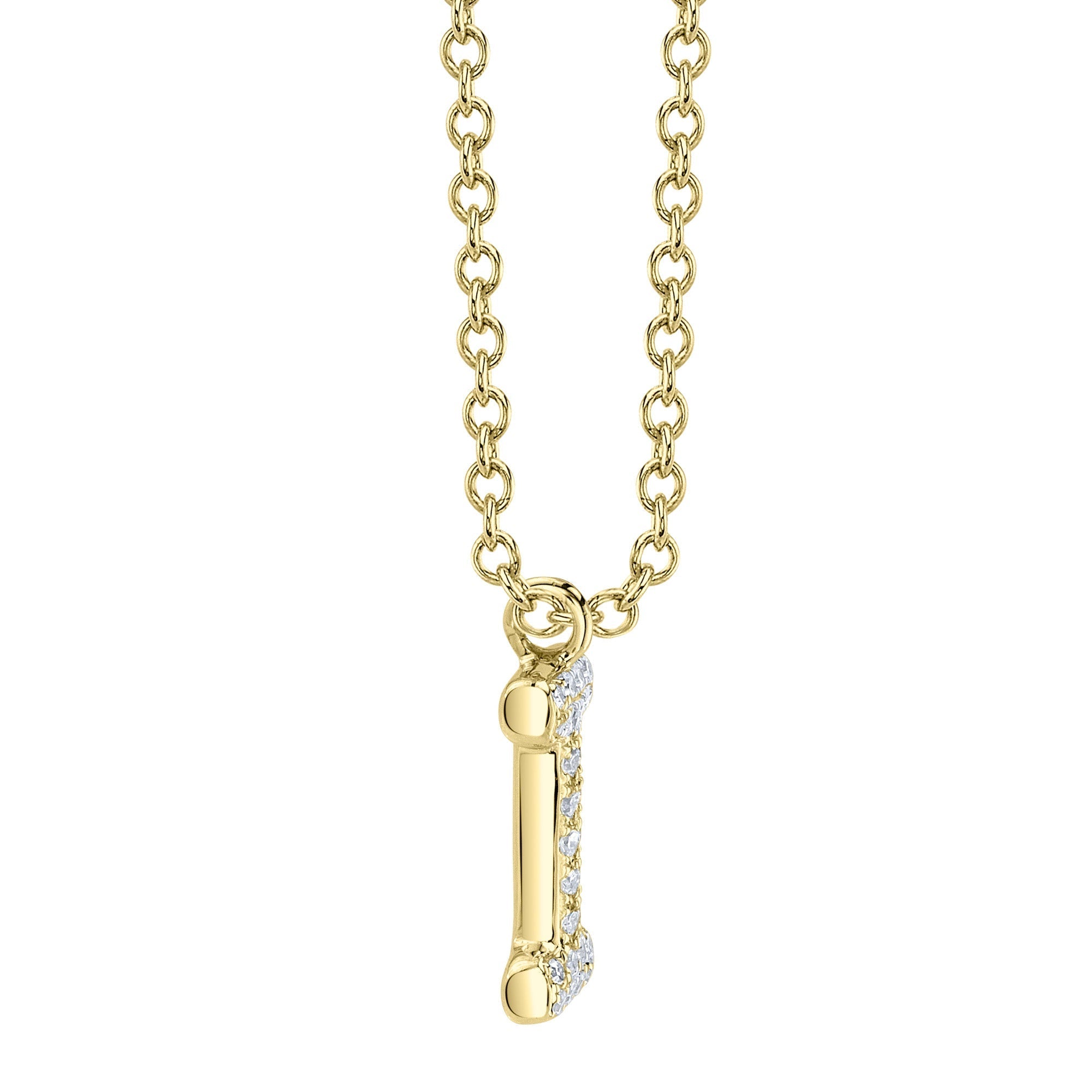 0.06CT 14K Y/G DIAMOND PAVE NECKLACE - INITIAL I
