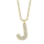 0.06CT 14K Y/G DIAMOND PAVE NECKLACE - INITIAL J