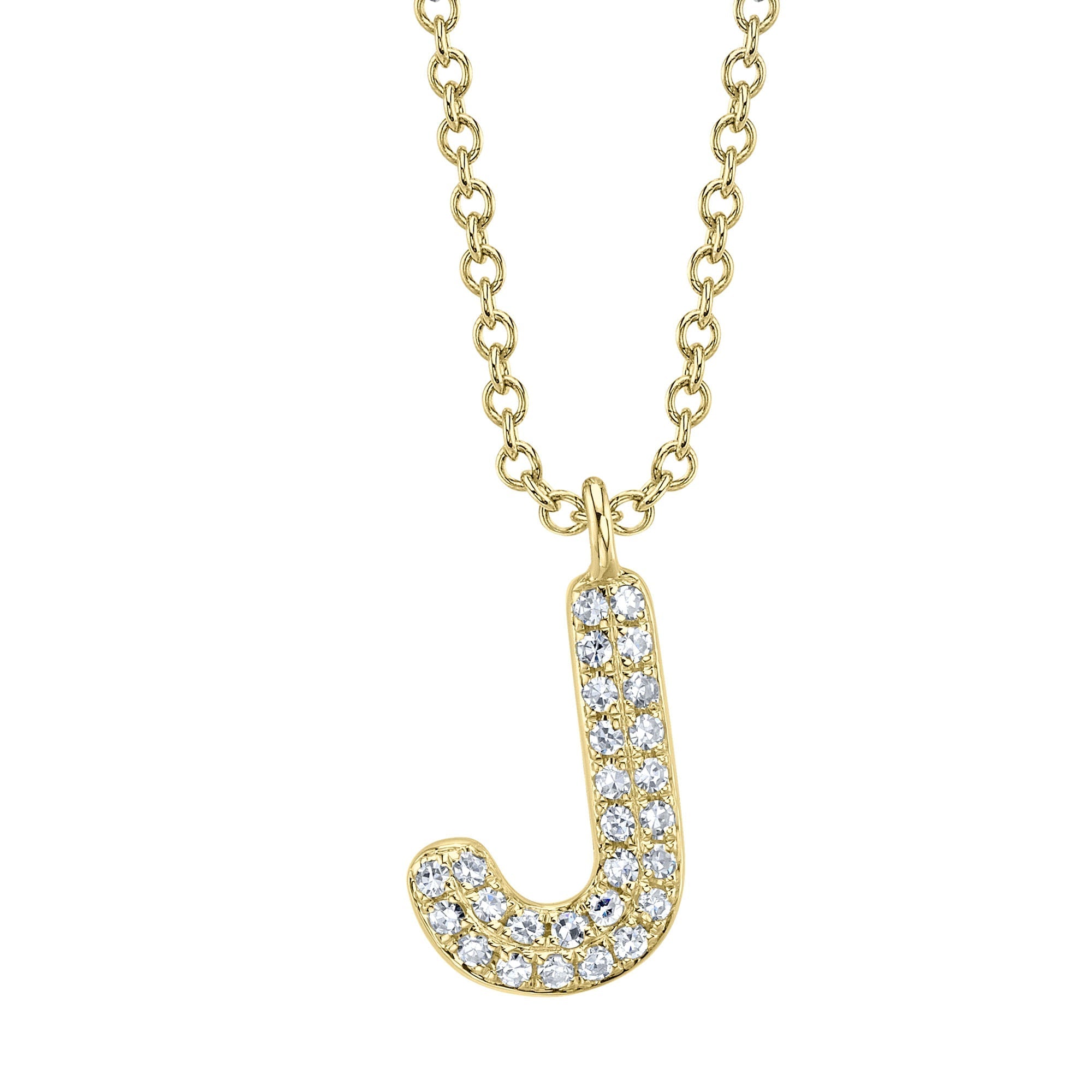 0.06CT 14K Y/G DIAMOND PAVE NECKLACE - INITIAL J