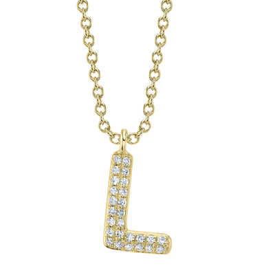 0.05CT 14K Y/G DIAMOND PAVE NECKLACE - INITIAL L