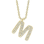 0.14CT 14K Y/G DIAMOND PAVE NECKLACE - INITIAL M