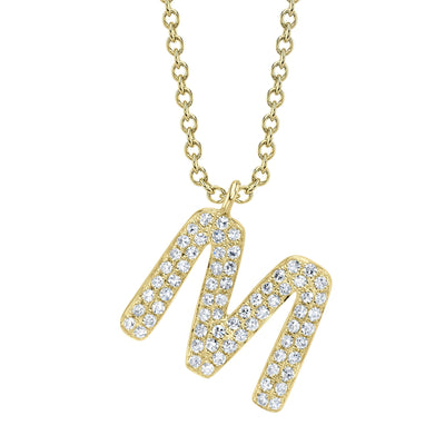 0.14CT 14K Y/G DIAMOND PAVE NECKLACE - INITIAL M