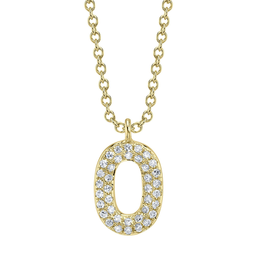 0.08CT 14K Y/G DIAMOND PAVE NECKLACE - INITIAL O