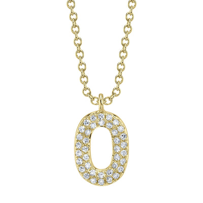 0.08CT 14K Y/G DIAMOND PAVE NECKLACE - INITIAL O