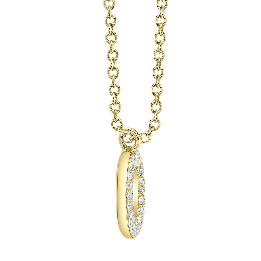 0.08CT 14K Y/G DIAMOND PAVE NECKLACE - INITIAL O