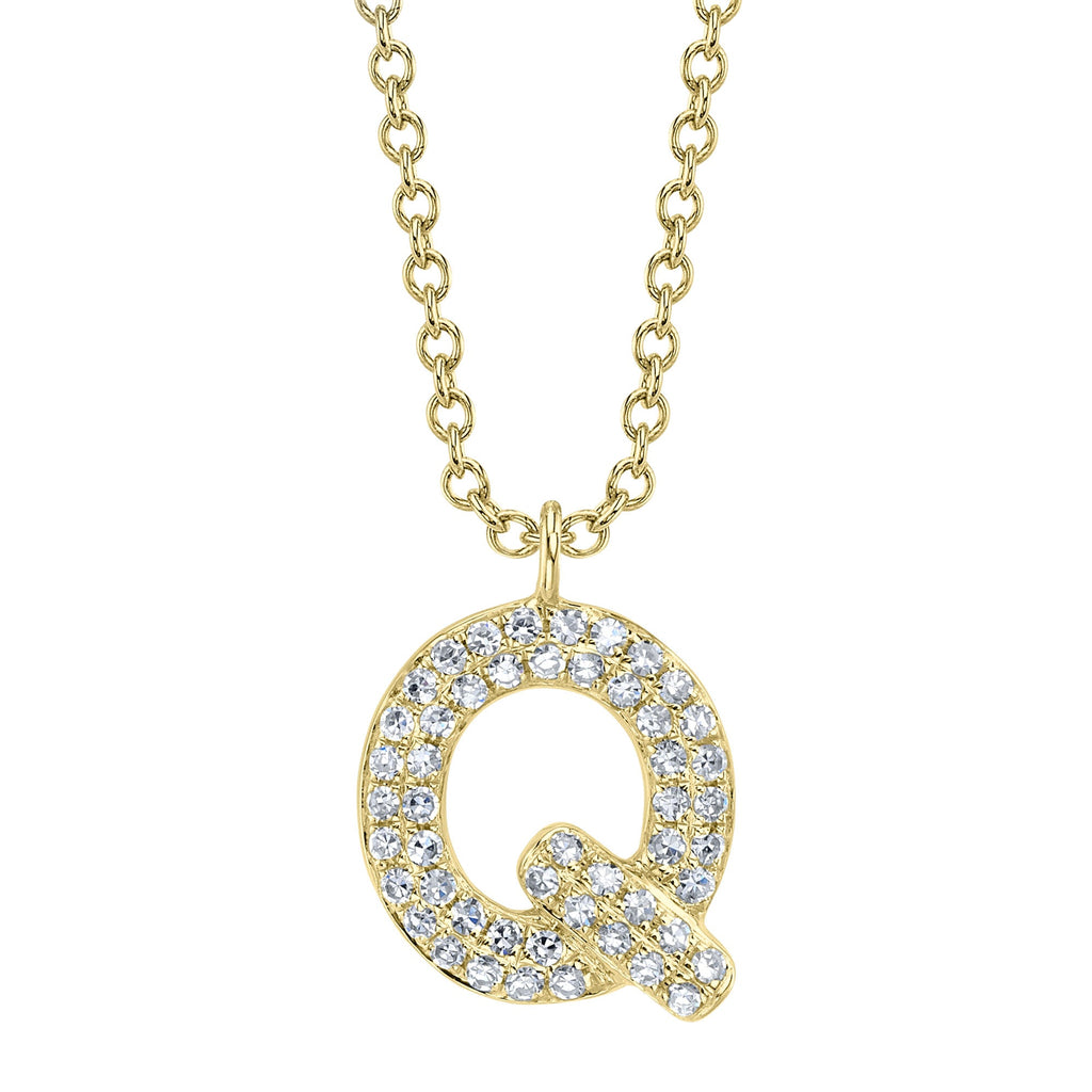 0.11CT 14K Y/G DIAMOND PAVE NECKLACE - INITIAL Q