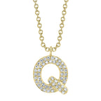 0.11CT 14K Y/G DIAMOND PAVE NECKLACE - INITIAL Q