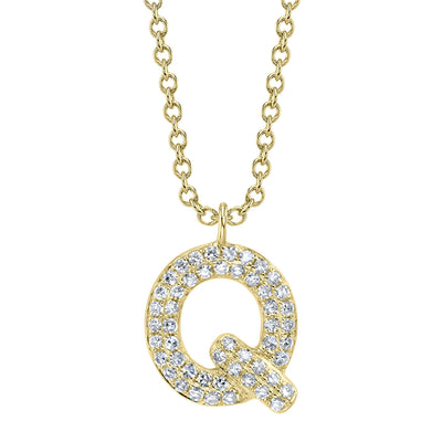 0.11CT 14K Y/G DIAMOND PAVE NECKLACE - INITIAL Q