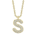 0.09CT 14K Y/G DIAMOND PAVE NECKLACE - INITIAL S
