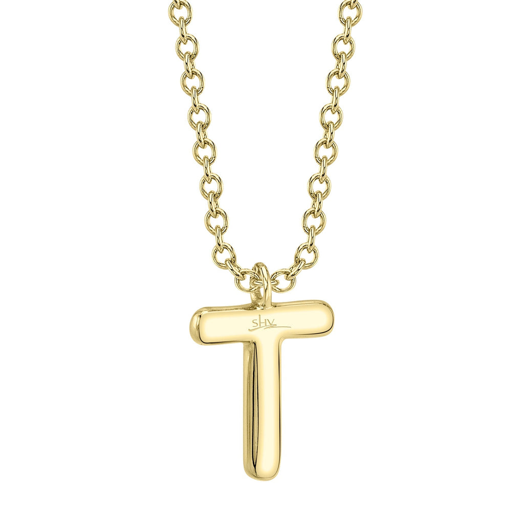 0.06CT 14K Y/G DIAMOND PAVE NECKLACE - INITIAL T