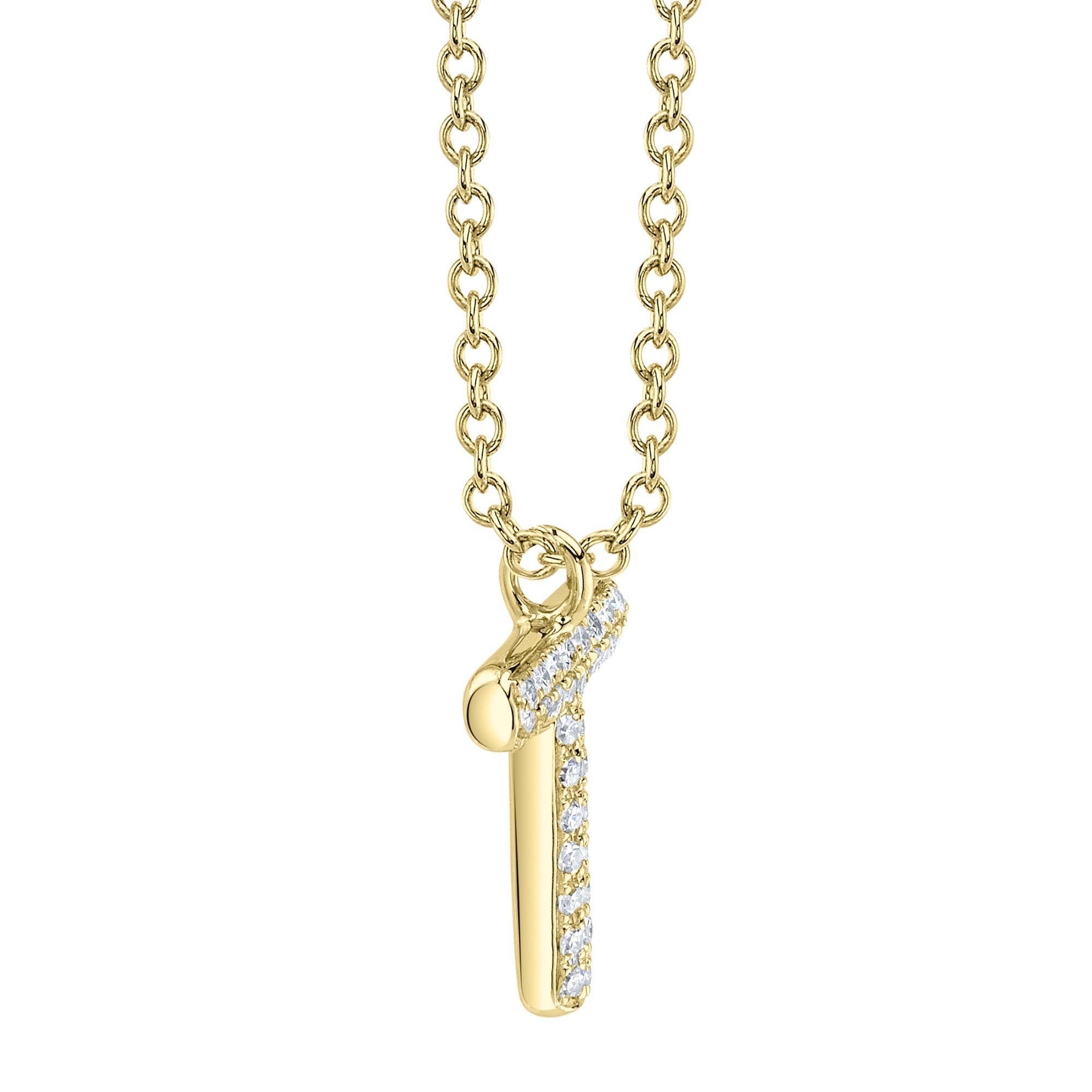 0.06CT 14K Y/G DIAMOND PAVE NECKLACE - INITIAL T