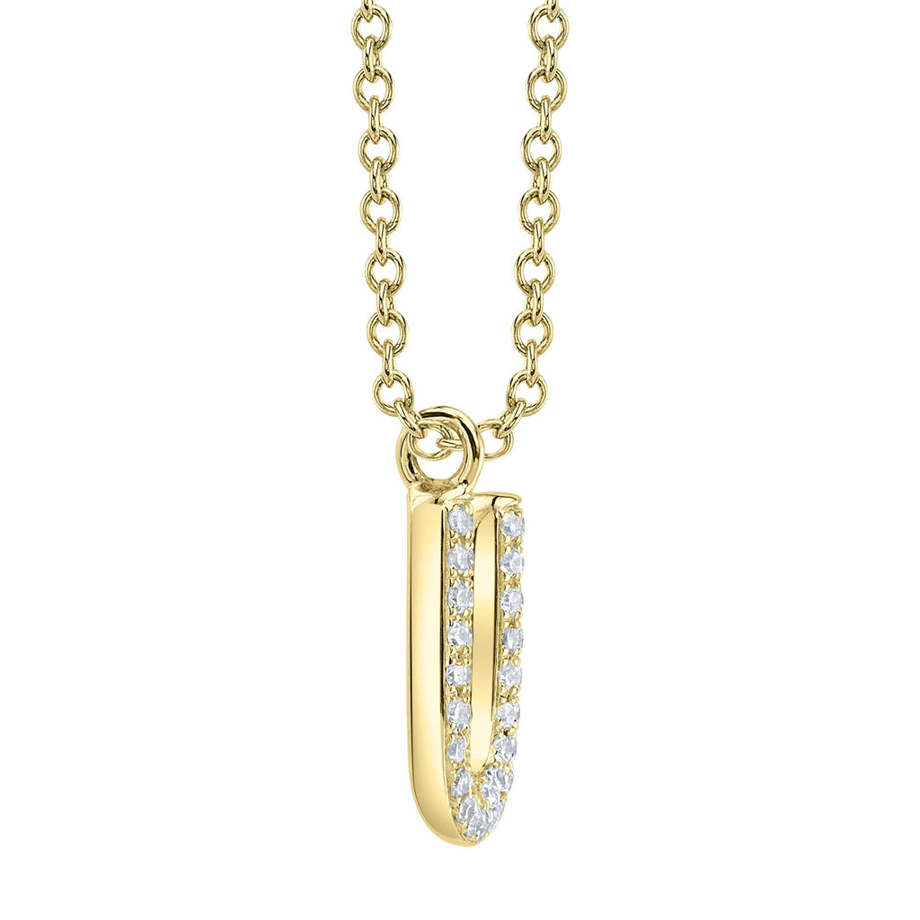0.09CT 14K Y/G DIAMOND PAVE NECKLACE - INITIAL U