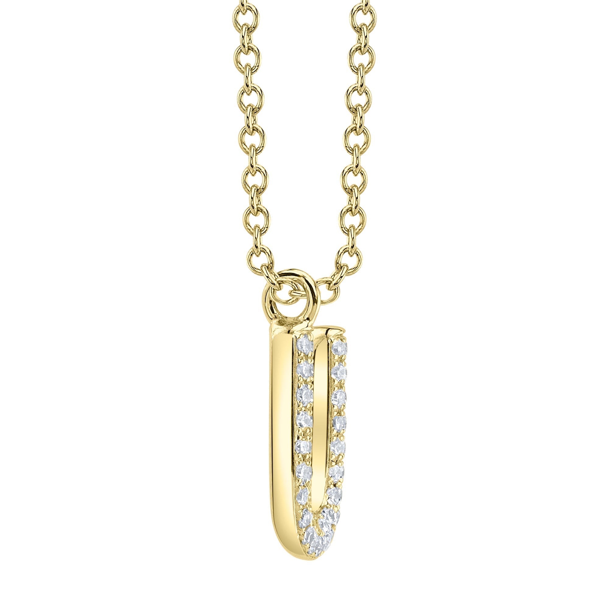 0.09CT 14K Y/G DIAMOND PAVE NECKLACE - INITIAL U