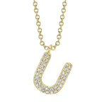 0.09CT 14K Y/G DIAMOND PAVE NECKLACE - INITIAL U