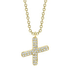 0.09CT 14K Y/G DIAMOND PAVE NECKLACE - INITIAL X